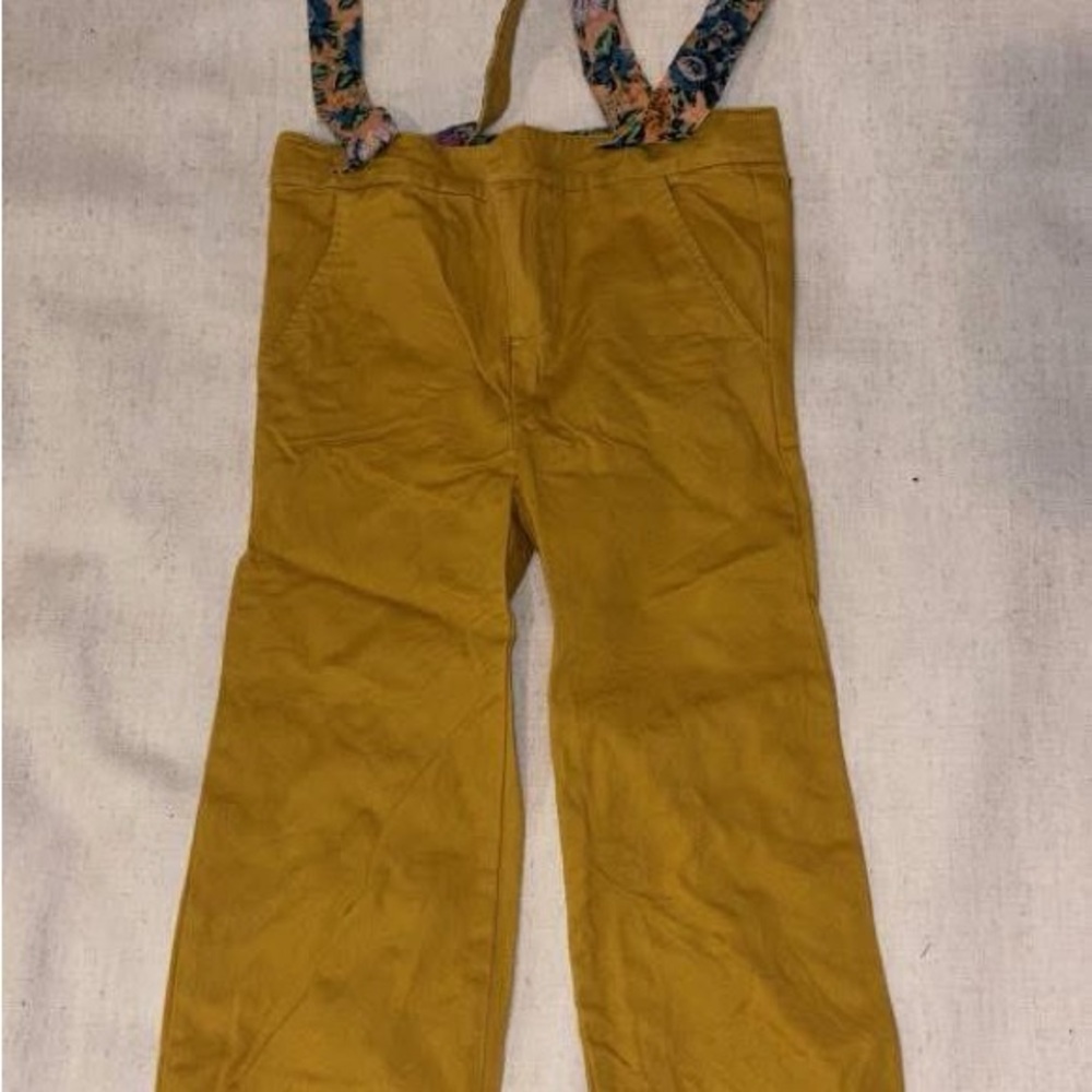 Matilda Jane Mustard Overalls with Floral Straps